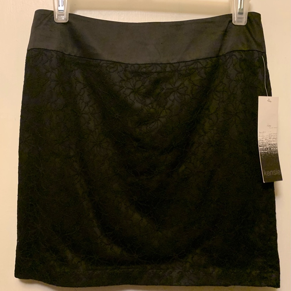 Kensie Women's Mini Skirt Black Stretch Lace Layered Size 2 New NWT